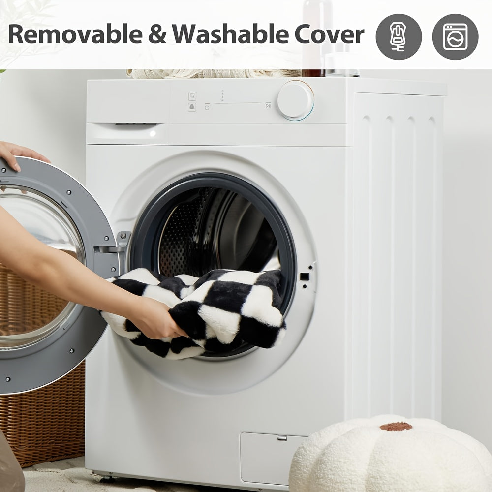 Plush Pet Sofa Bed - Black & White Checkered