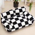 Plush Pet Sofa Bed - Black & White Checkered