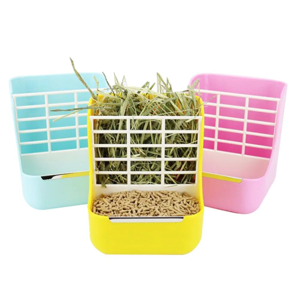 Rabbit Feed Grass Box - 2-in-1 Hay Feeder for Bunnies & Guinea Pigs