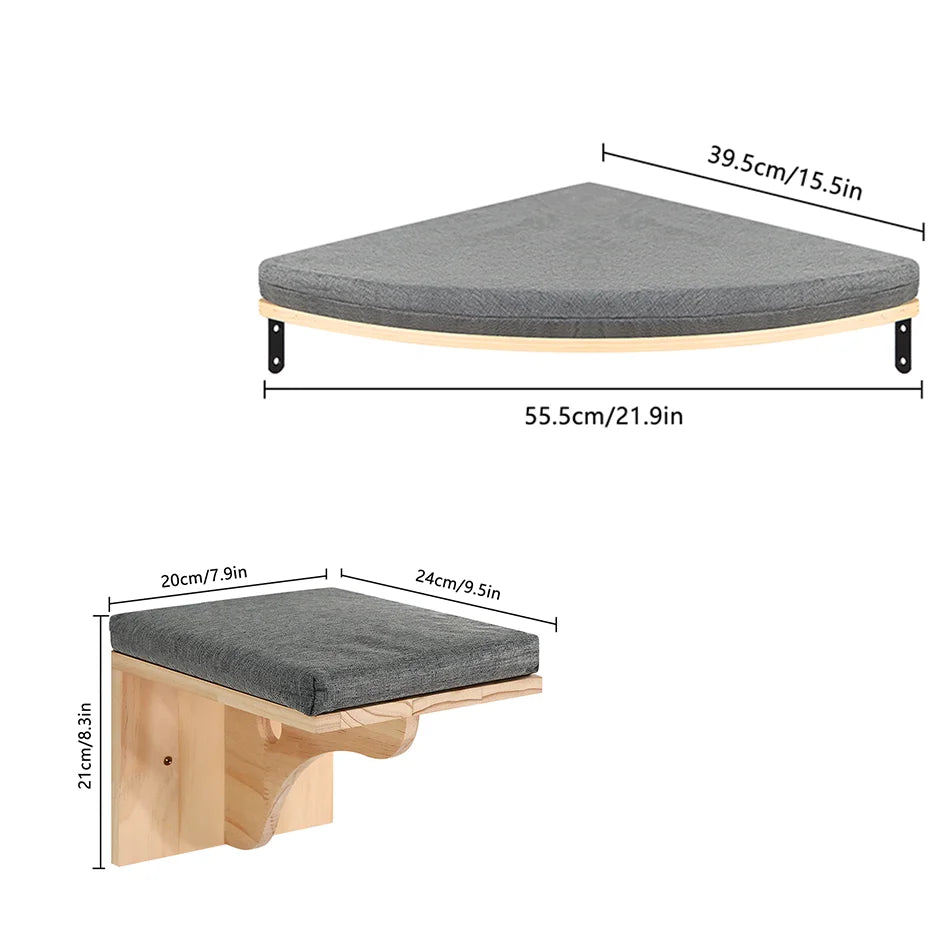 Indoor Wall-Mounted Cat Shelf Soft Cushioned Bed & Perch for Kittens & Adult Cats Cat Furniture for Climbing Sleeping & Playing