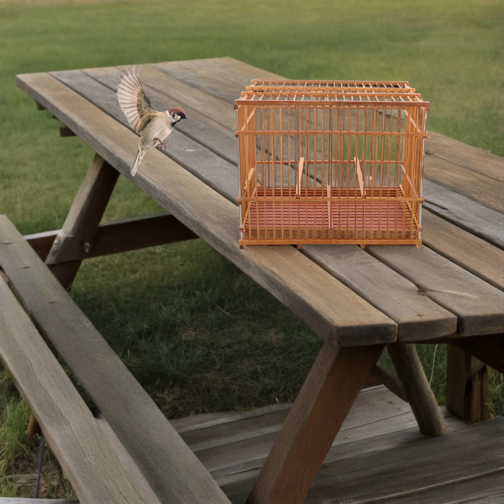Bamboo Woven Bird Cage - Portable Lightweight Carrier for Finches & Parakeets