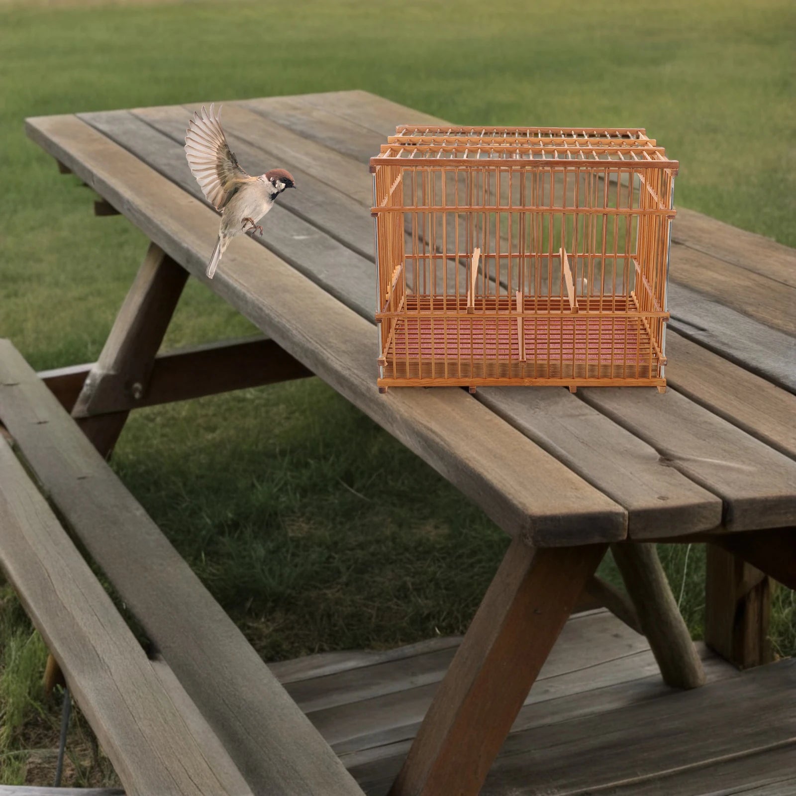 Bamboo Woven Bird Cage - Portable Lightweight Carrier for Finches & Parakeets