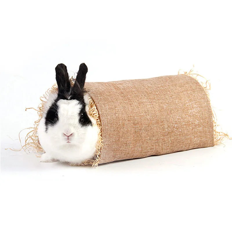 Rabbit Grass Tunnel - Natural Straw Hideaway for Bunnies, Guinea Pigs & Hamsters