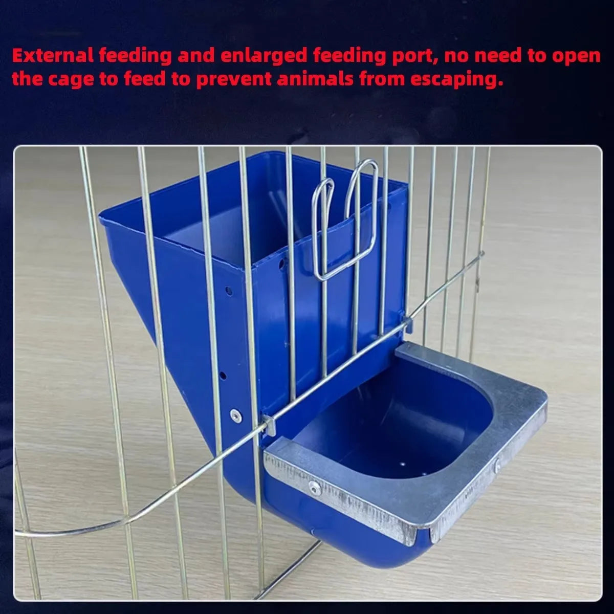 Blue Rabbit Feed Box - Hanging Hopper for Bunnies, Guinea Pigs & Hamsters