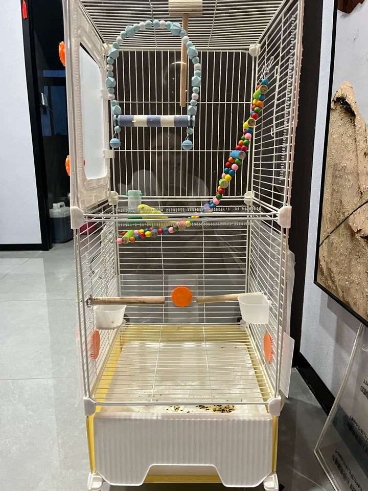 Large Parrot Cage - Anti-Scatter Design for Cockatiels, Macaws & Medium Birds