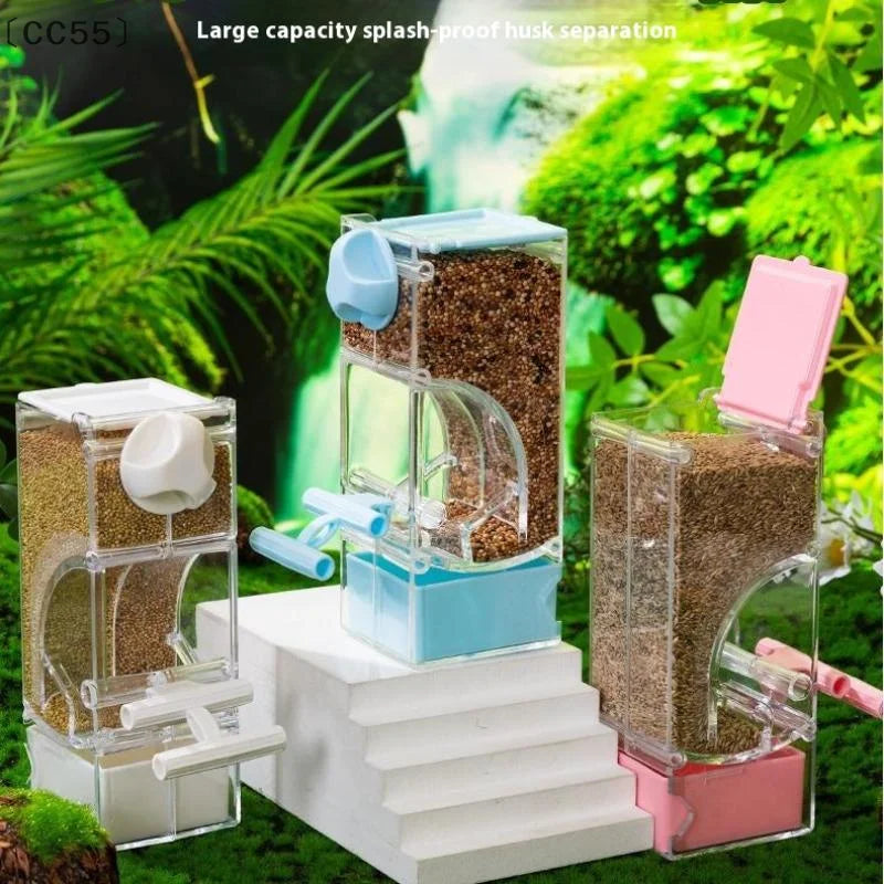 Automatic Bird Feeder - Clear Acrylic Cage Feeder for Parrots, Budgies & Cockatiels