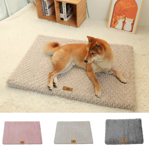 3D Foam Pet Bed with Removable Washable Faux Fur Cover Orthopedic Waterproof Dog Bed for Crate Anti-Slip Bottom Dog Beds mats