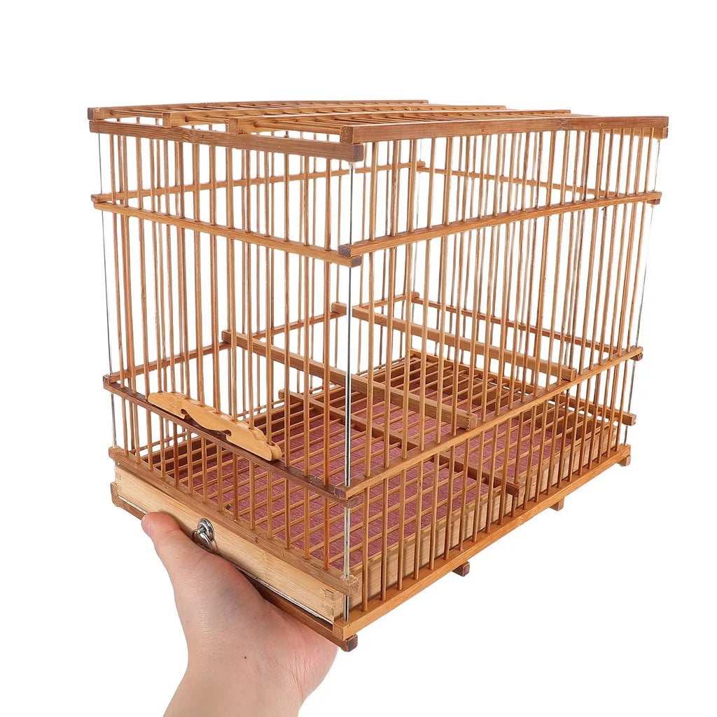 Bamboo Woven Bird Cage - Portable Lightweight Carrier for Finches & Parakeets