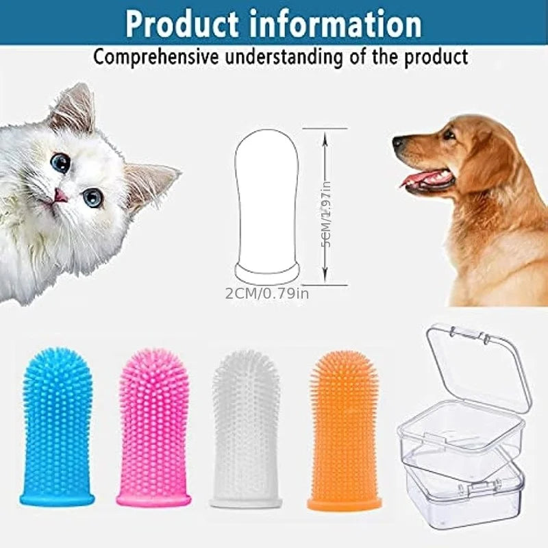Pet Finger Toothbrush Kit - Dental Care Tool for Small, Medium, Large Dogs & Cats with Gentle Cleaning & Vet-Approved Design