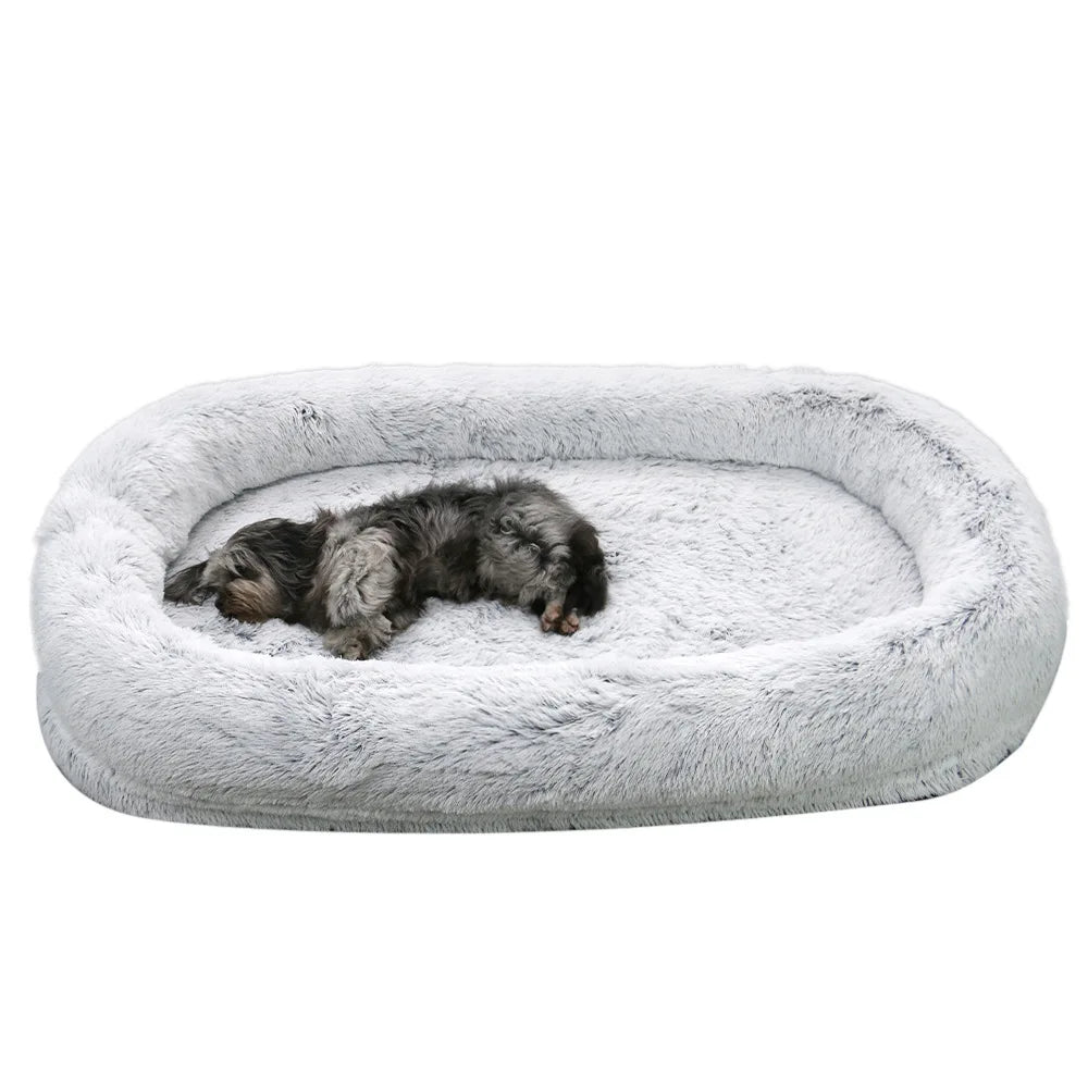 Extra Large Orthopedic Foam Dog Bed for Adults Faux Fur Material Popular Long Plush Cover for People and Giant Dogs