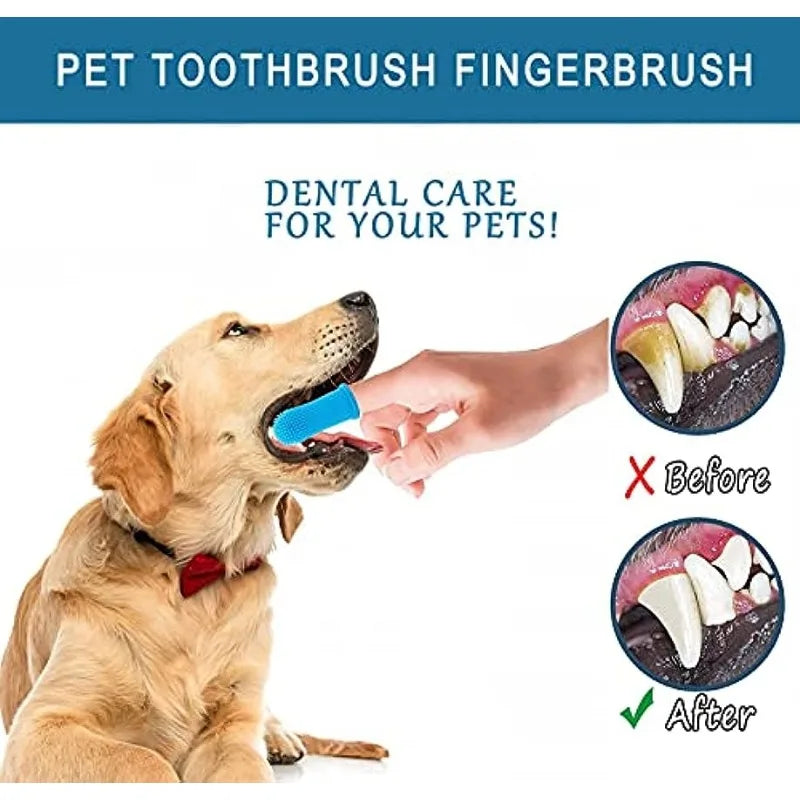 Pet Finger Toothbrush Kit - Dental Care Tool for Small, Medium, Large Dogs & Cats with Gentle Cleaning & Vet-Approved Design