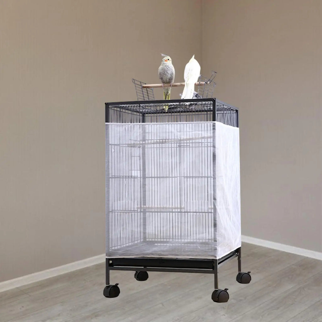 Bird Cage Cover - Breathable Airy Seed Catcher Guard for Parrots, Parakeets & Budgies