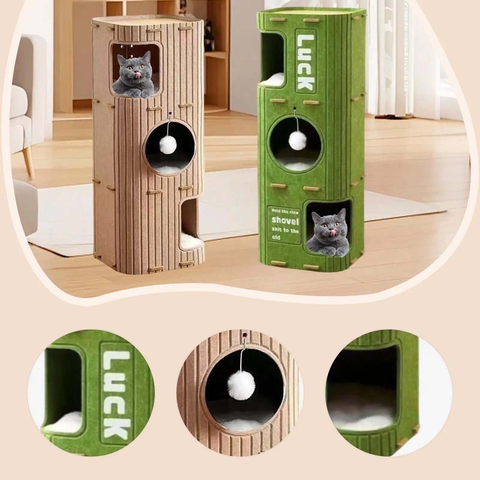 Felt Cat House Cat Tree Cute, Multipurpose, Playhouse for Indoor Cats Kittens, Play Rest Hide, Pet Supplies Hideaway