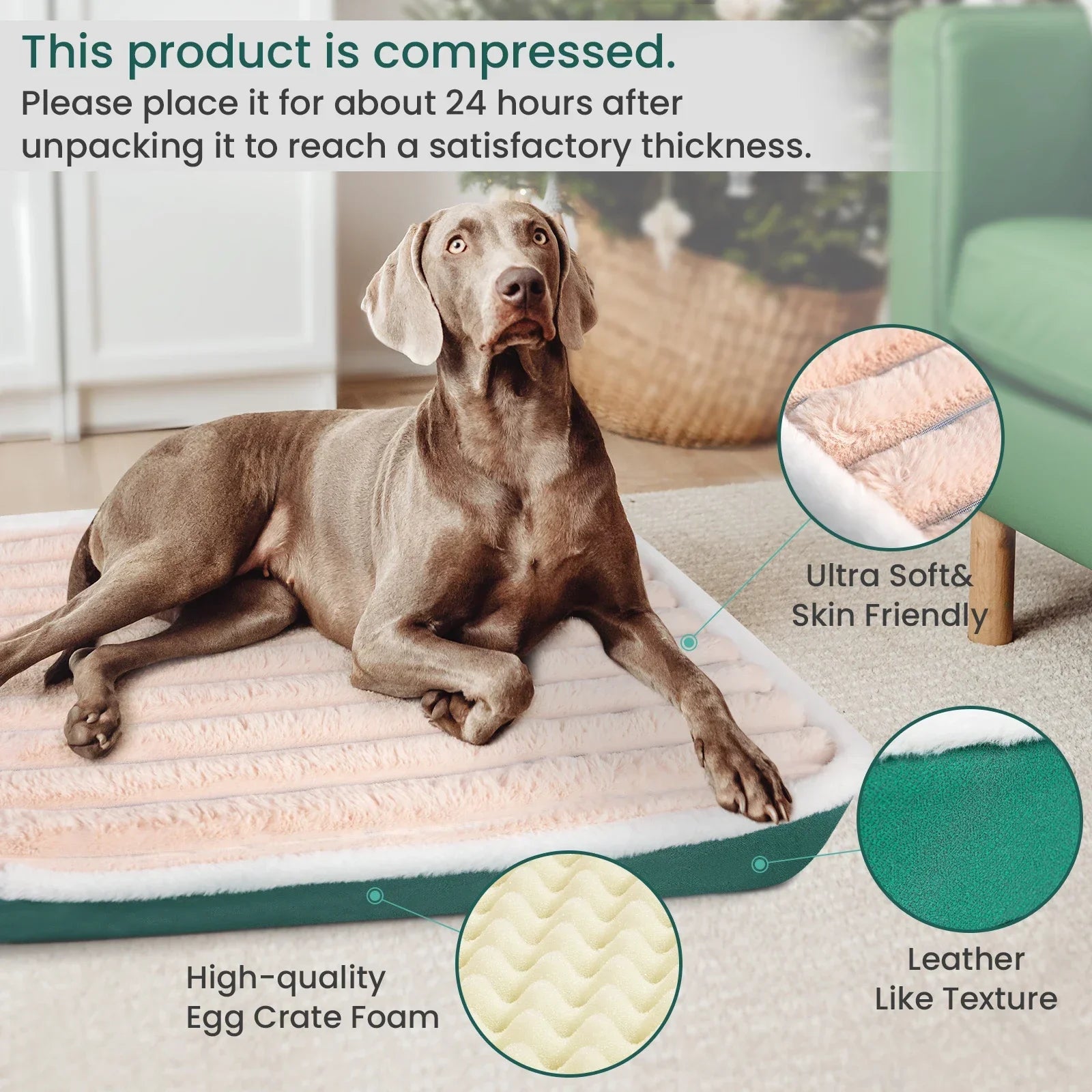 Ultra Plush Deluxe Orthopedic Foam Dog Bed Rectangular Cat Dog Mats / Removable Cover Pet Mattress Cushion for Small Large Dogs