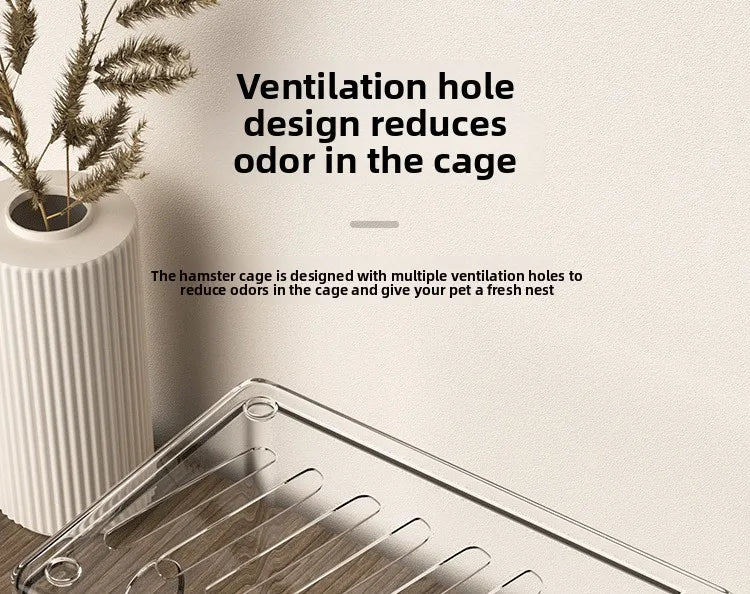 Acrylic Hamster Cage Transparent Habitat with Silent Running Wheel Large Space Enclosure for Hamster Easy-Clean Animal Home