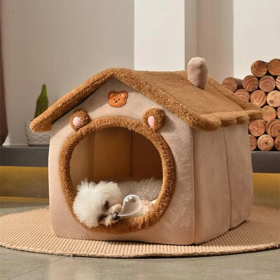 Cozy Pet Cave House - Foldable Washable Bed for Cats & Small Dogs