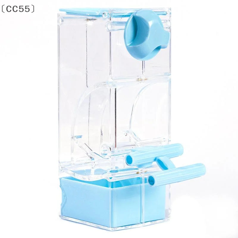 Automatic Bird Feeder - Clear Acrylic Cage Feeder for Parrots, Budgies & Cockatiels