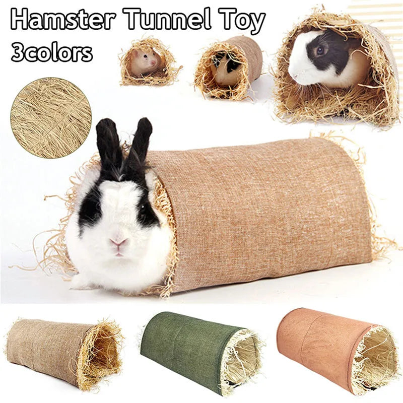 Rabbit Grass Tunnel - Natural Straw Hideaway for Bunnies, Guinea Pigs & Hamsters
