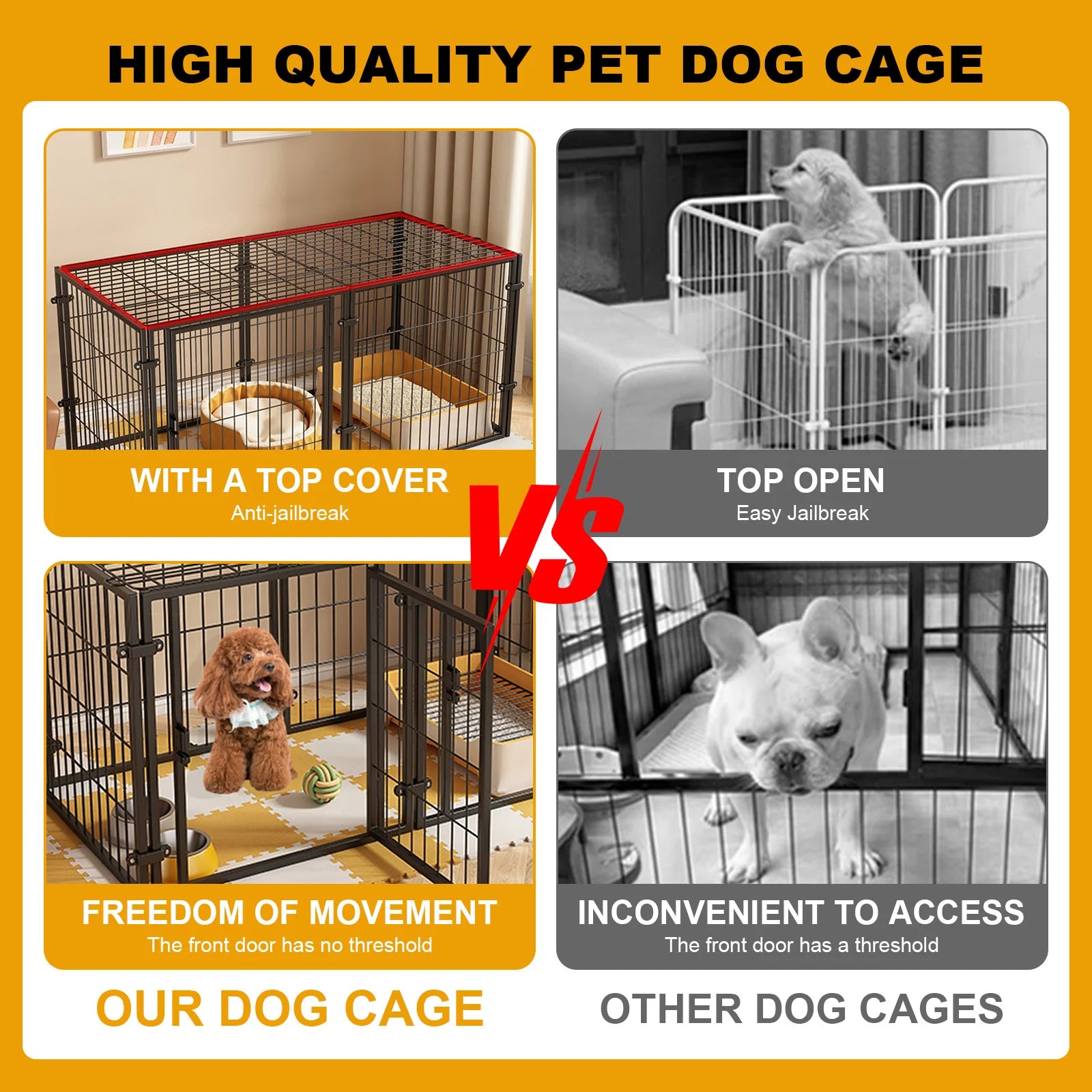 48" Heavy Duty Wire Dog Crate - Stackable Kennel with Door