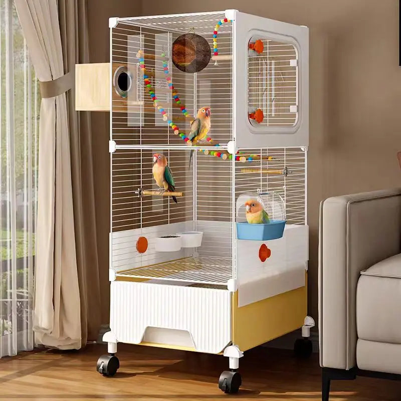 Large Parrot Cage - Anti-Scatter Design for Cockatiels, Macaws & Medium Birds