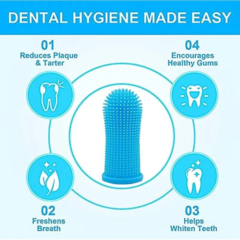 Pet Finger Toothbrush Kit - Dental Care Tool for Small, Medium, Large Dogs & Cats with Gentle Cleaning & Vet-Approved Design