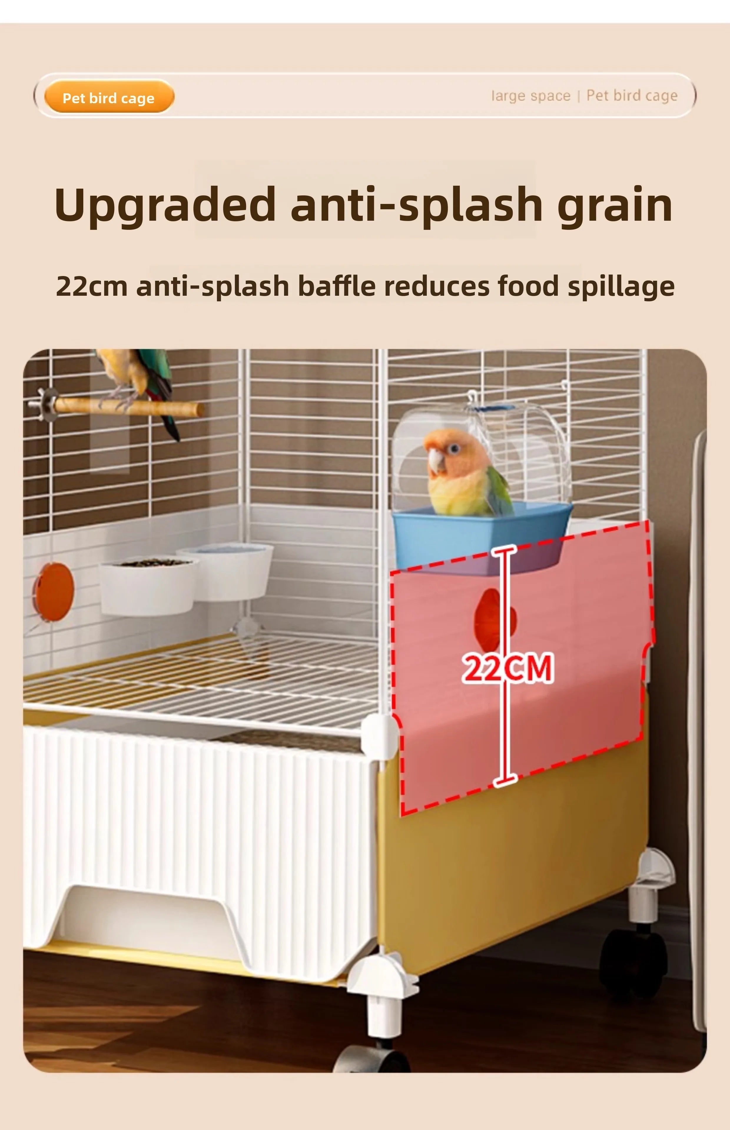 Large Parrot Cage - Anti-Scatter Design for Cockatiels, Macaws & Medium Birds