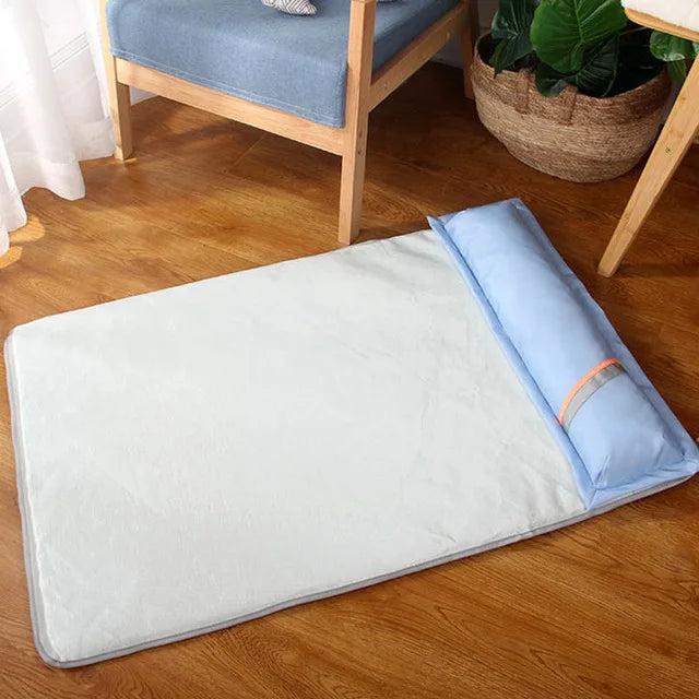 Summer Cooling Dog Bed For Large Medium Dog Puppy Orthopedic Memory Foam Mat With Pillow Breathable Waterproof Washable