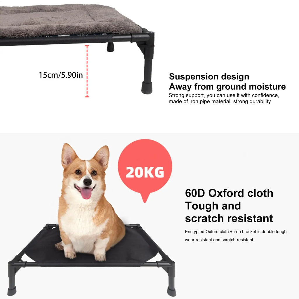 Outdoor Dog Bed Portable Breathable Dog Cot For Camping Or Beach Off The Ground Moisture-proof Detachable Pet Bed