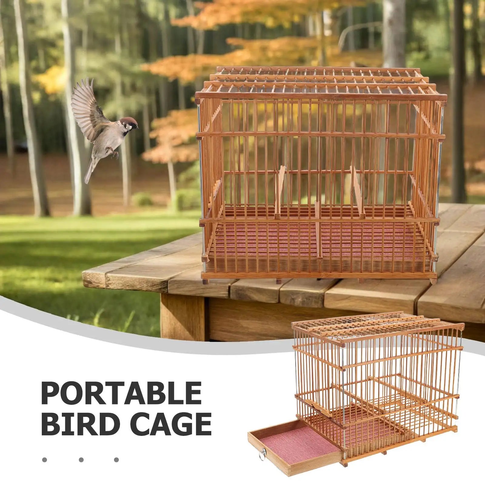 Bamboo Woven Bird Cage - Portable Lightweight Carrier for Finches & Parakeets