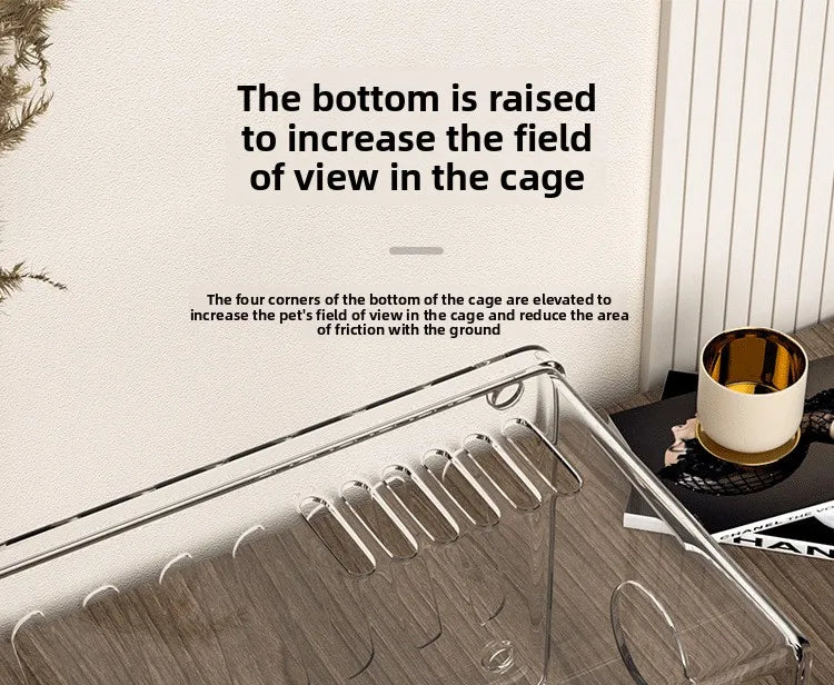 Acrylic Hamster Cage Transparent Habitat with Silent Running Wheel Large Space Enclosure for Hamster Easy-Clean Animal Home