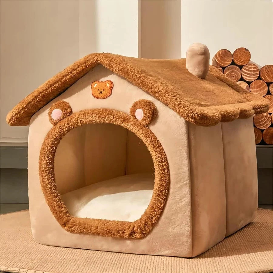 Cozy Pet Cave House - Foldable Washable Bed for Cats & Small Dogs