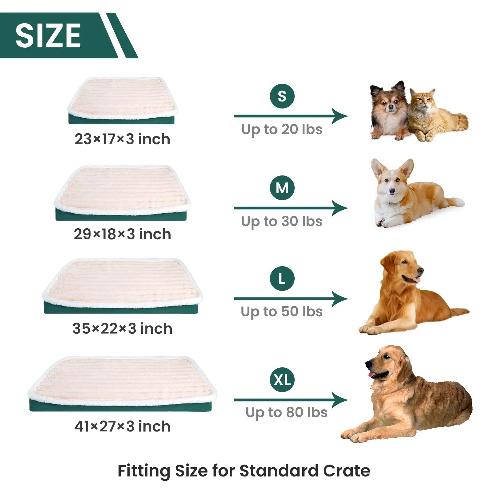 Ultra Plush Deluxe Orthopedic Foam Dog Bed Rectangular Cat Dog Mats / Removable Cover Pet Mattress Cushion for Small Large Dogs