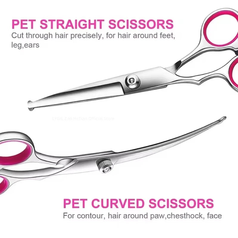 Dog Grooming Scissors Kit, Professional Scissors for Grooming with Safety Round Tips, Grooming Shears for Dogs Cat Pet At Home