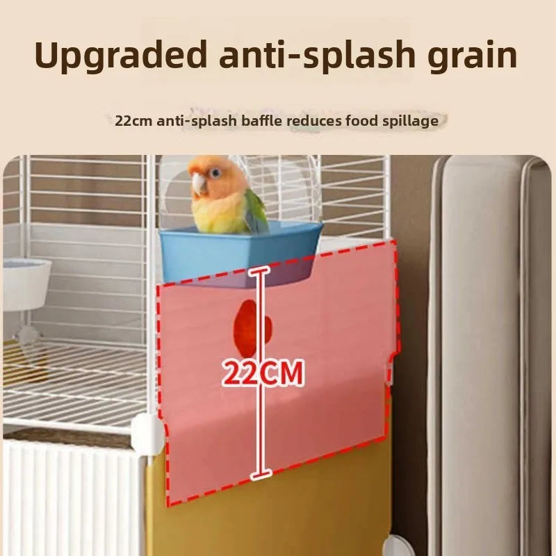 Large Parrot Cage - Anti-Scatter Design for Cockatiels, Macaws & Medium Birds