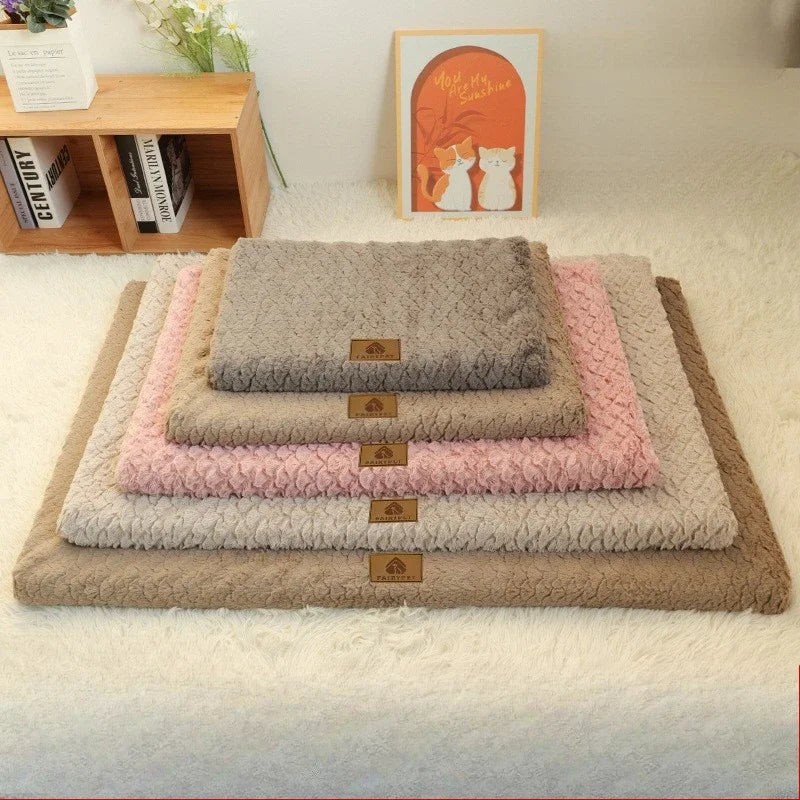 3D Foam Pet Bed with Removable Washable Faux Fur Cover Orthopedic Waterproof Dog Bed for Crate Anti-Slip Bottom Dog Beds mats