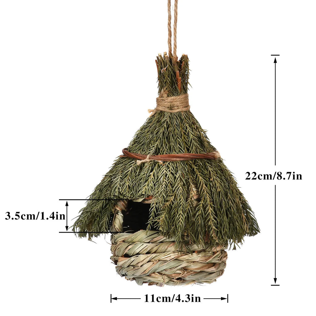 Natural Grass Bird Nest - Handwoven Hanging House for Parrots