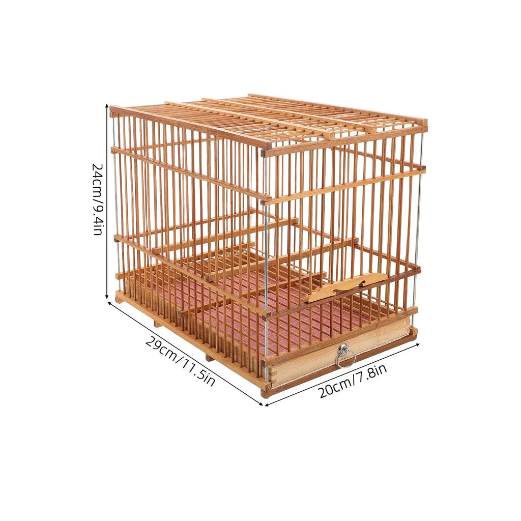 Bamboo Woven Bird Cage - Portable Lightweight Carrier for Finches & Parakeets