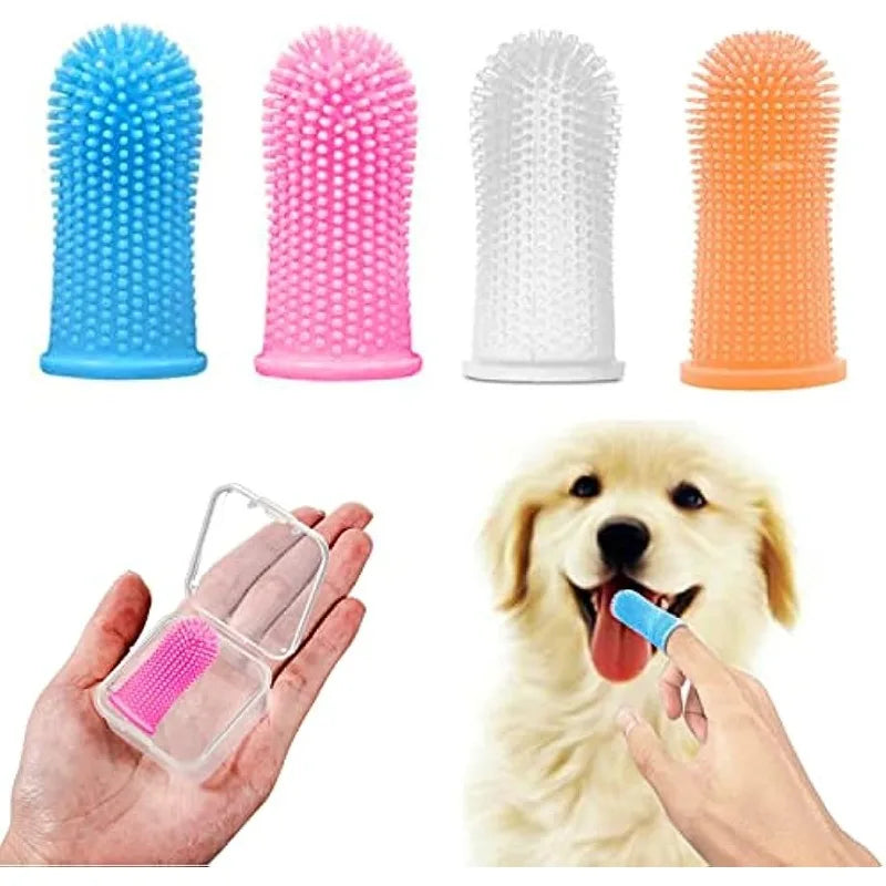 Pet Finger Toothbrush Kit - Dental Care Tool for Small, Medium, Large Dogs & Cats with Gentle Cleaning & Vet-Approved Design
