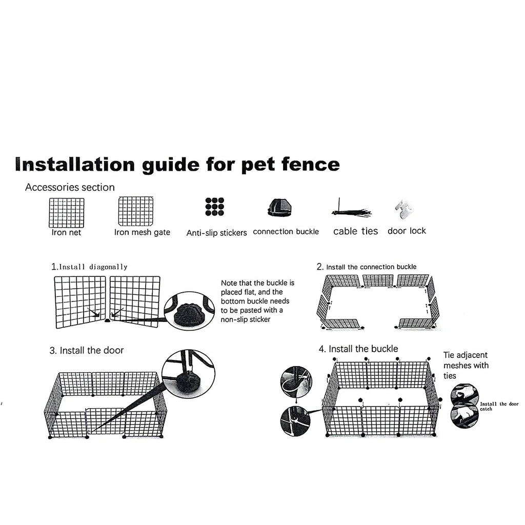 Modular Pet Fence Panels - Wire Mesh Enclosure for Small Pets