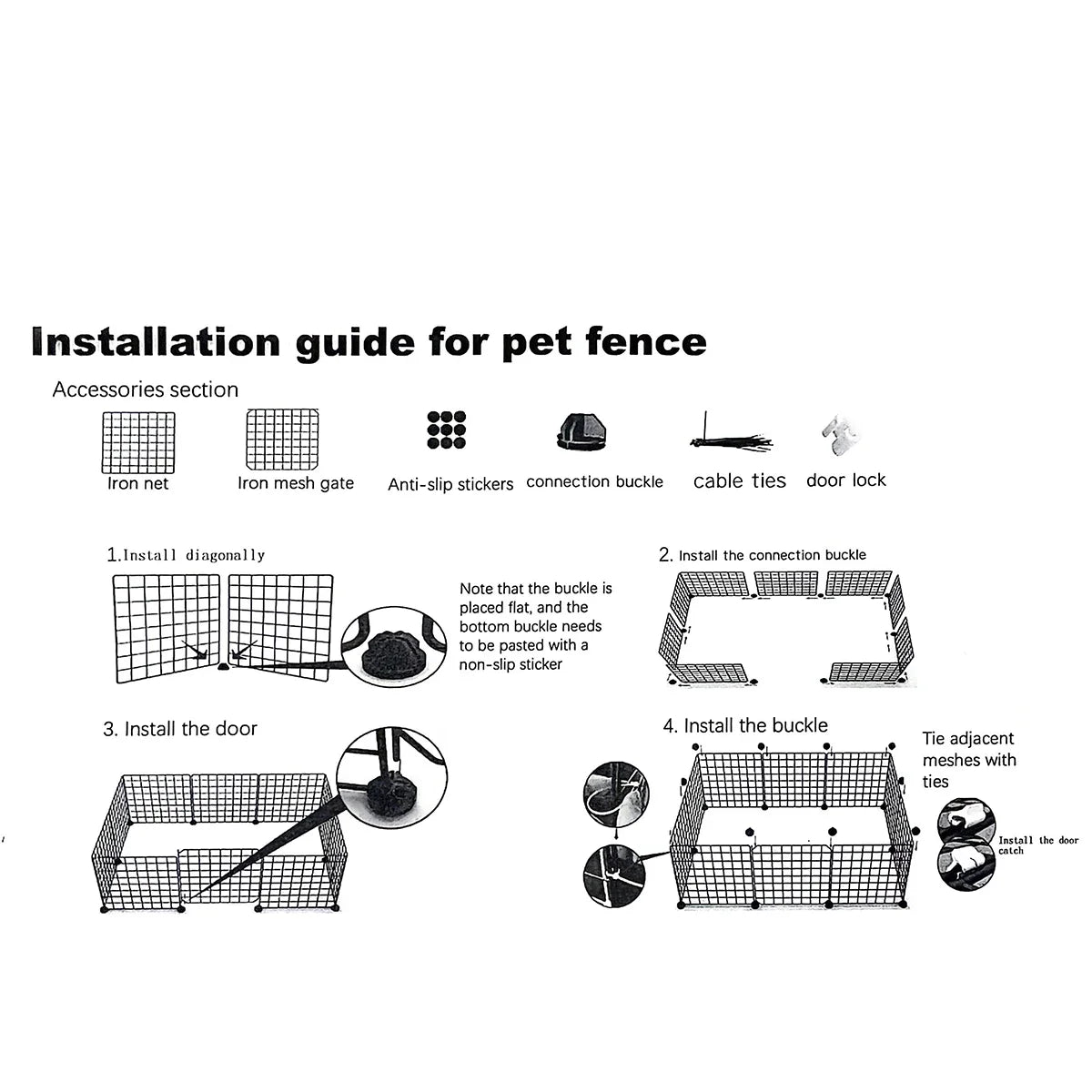 Modular Pet Fence Panels - Wire Mesh Enclosure for Small Pets