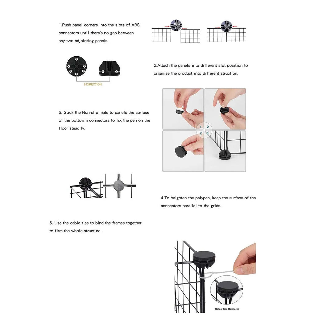 Modular Pet Fence Panels - Wire Mesh Enclosure for Small Pets