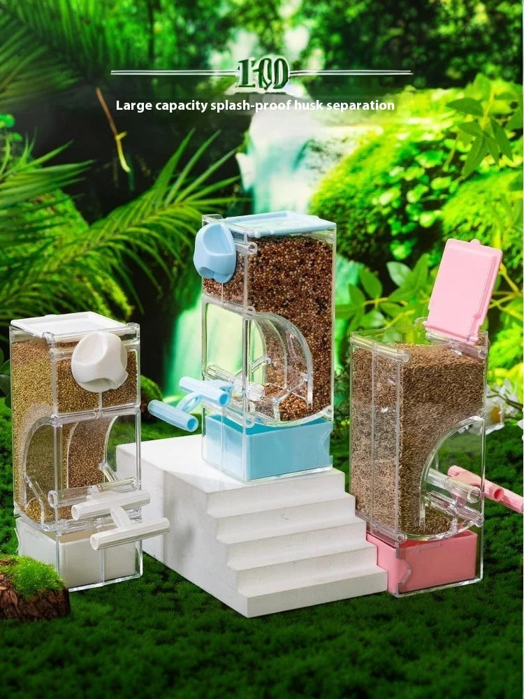Automatic Bird Feeder - Clear Acrylic Cage Feeder for Parrots, Budgies & Cockatiels
