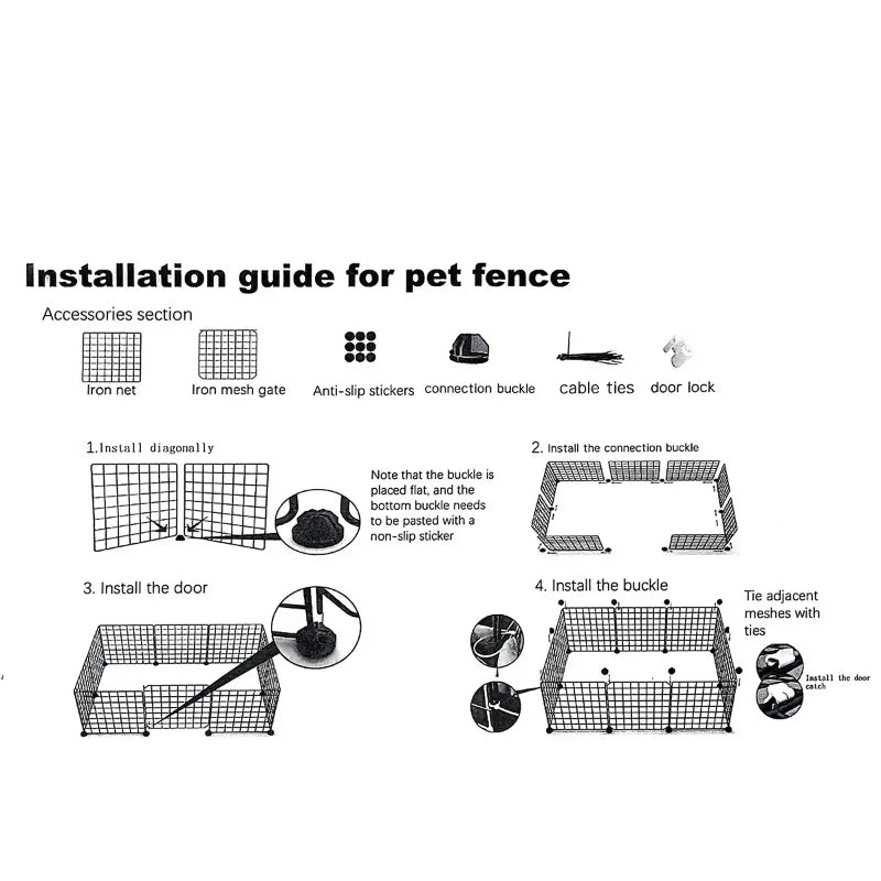 Modular Pet Fence Panels - Wire Mesh Enclosure for Small Pets