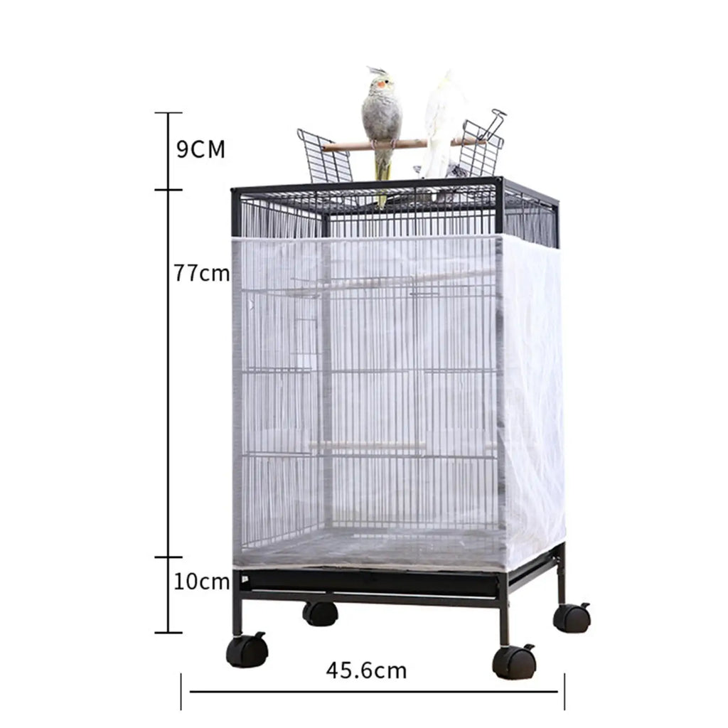 Bird Cage Cover - Breathable Airy Seed Catcher Guard for Parrots, Parakeets & Budgies