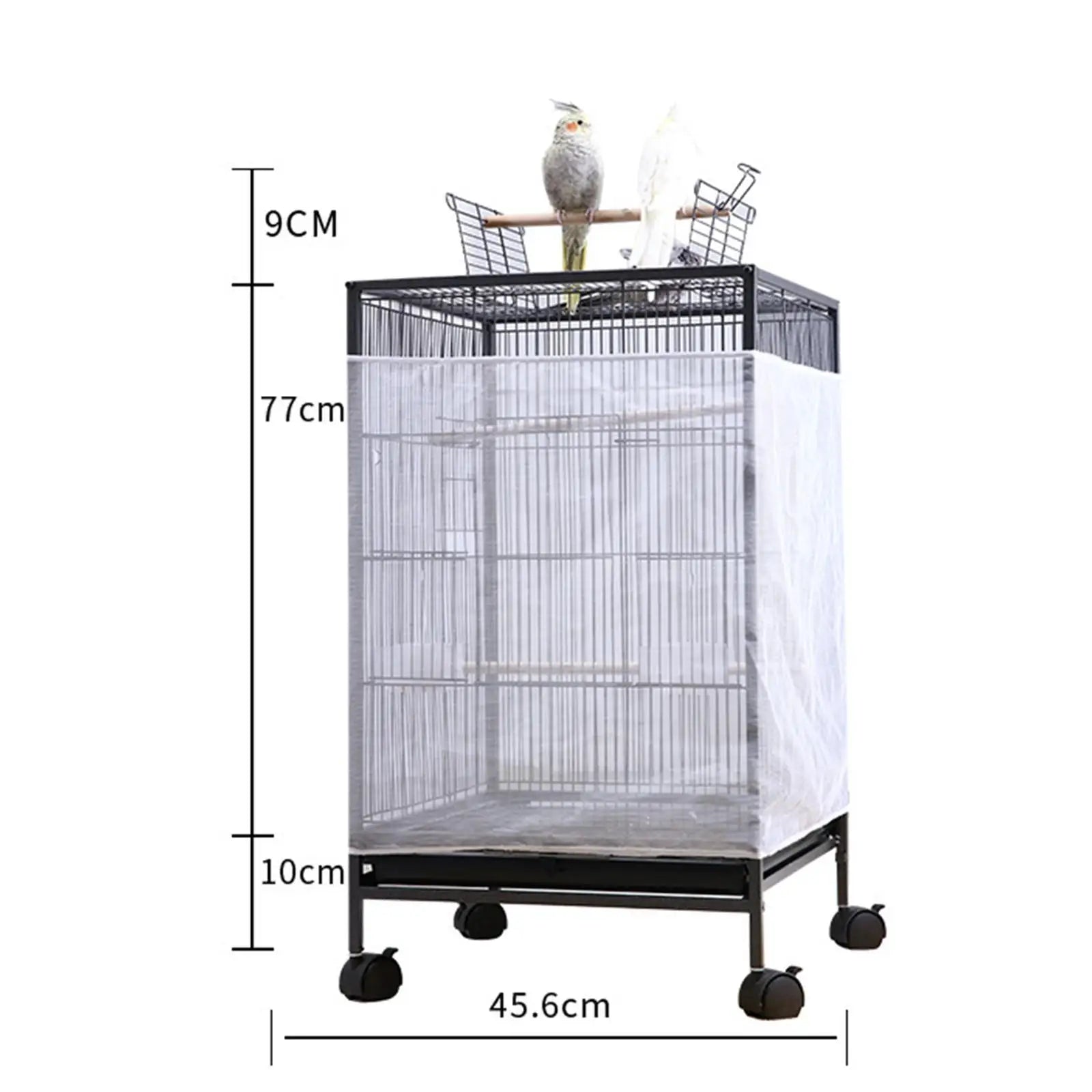 Bird Cage Cover - Breathable Airy Seed Catcher Guard for Parrots, Parakeets & Budgies