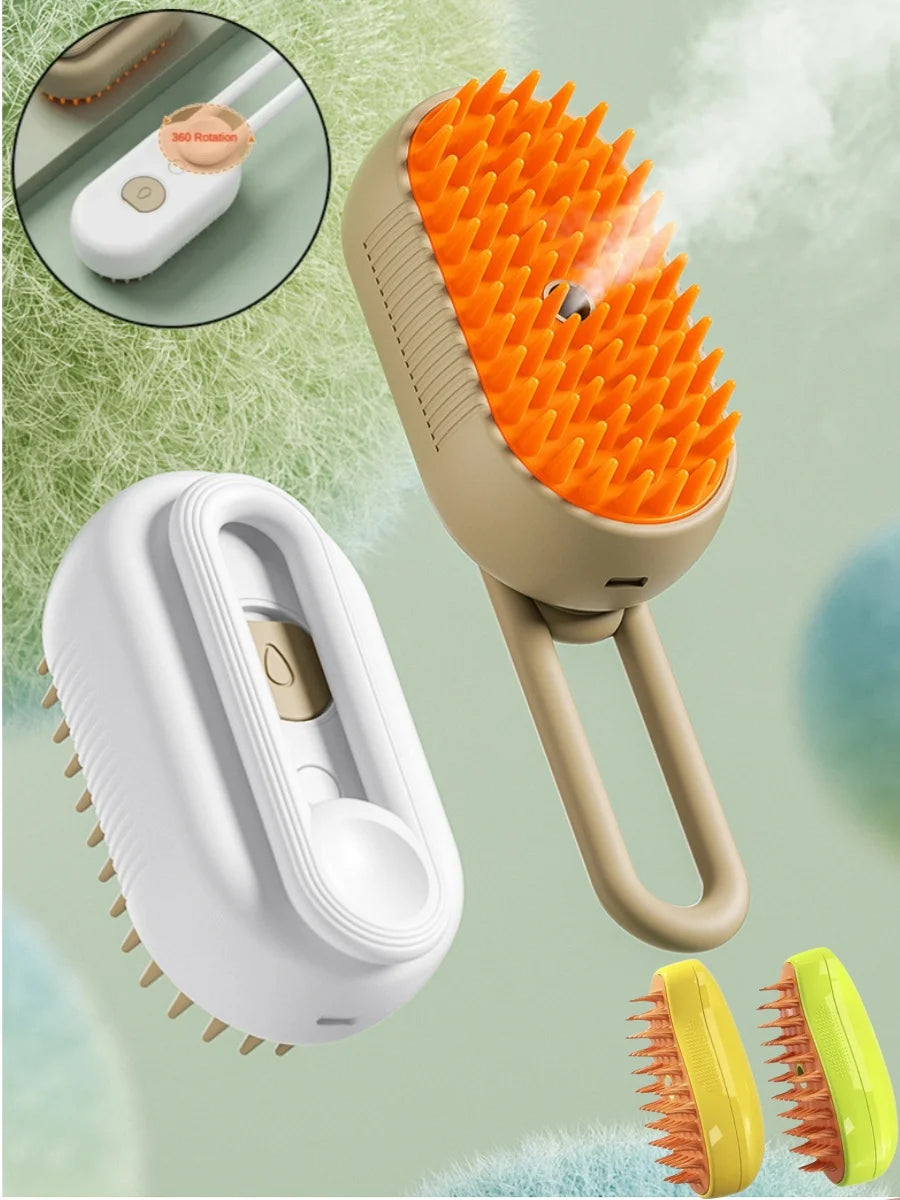 Cat Dog Pet Grooming Comb with Electric Spray Water Steam Soft Silicone Brush Kitten Pet Bath Brush Massage Pet Hair Remover