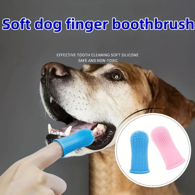 Pet Finger Toothbrush Kit - Dental Care Tool for Small, Medium, Large Dogs & Cats with Gentle Cleaning & Vet-Approved Design