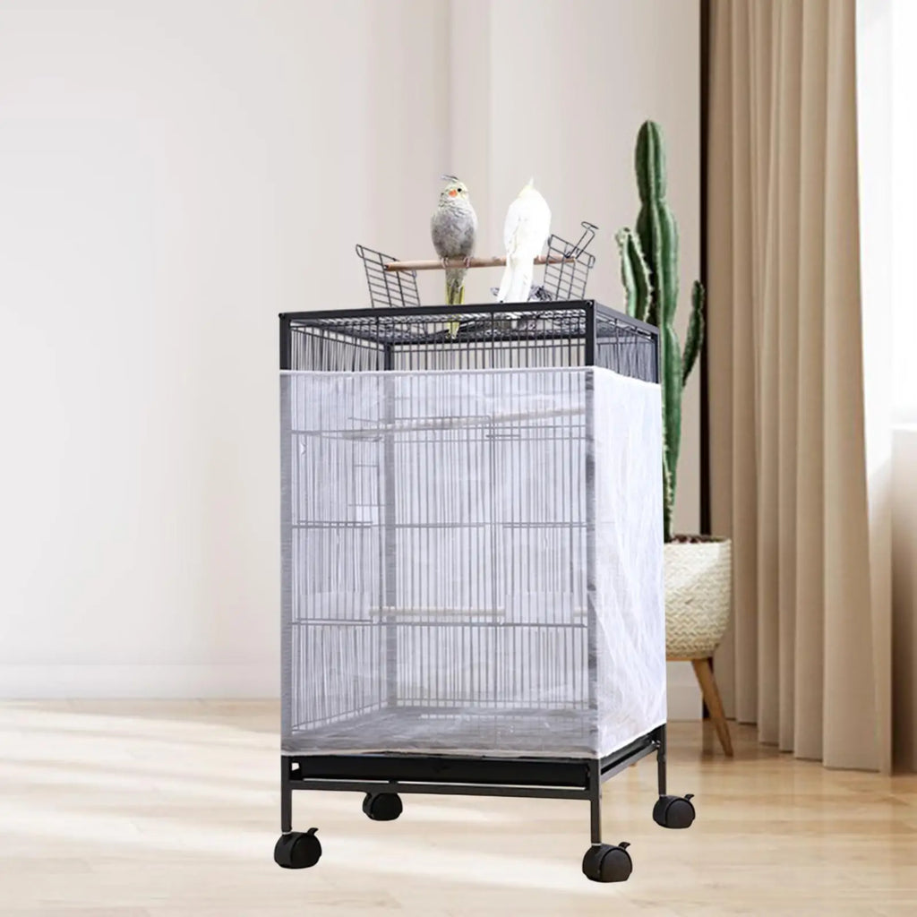 Bird Cage Cover - Breathable Airy Seed Catcher Guard for Parrots, Parakeets & Budgies
