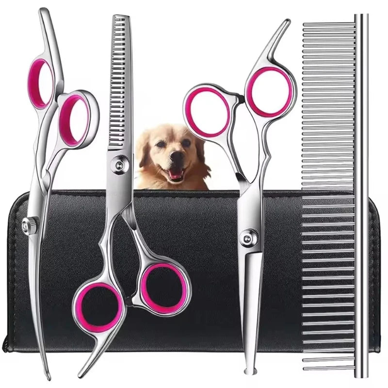 Dog Grooming Scissors Kit, Professional Scissors for Grooming with Safety Round Tips, Grooming Shears for Dogs Cat Pet At Home