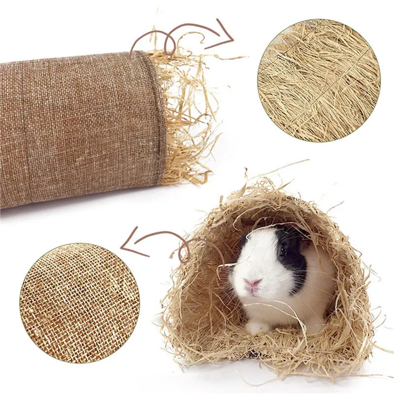 Rabbit Grass Tunnel - Natural Straw Hideaway for Bunnies, Guinea Pigs & Hamsters